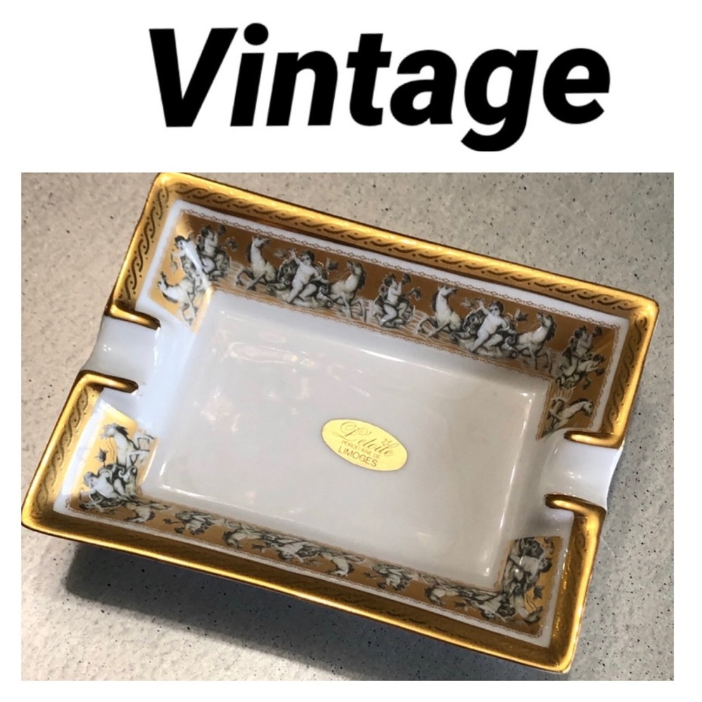 LIMOGES 22k gold /Cherubs/horses rings+things dish - Picture 11 of 11
